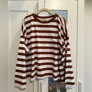 Madewell Brown Striped Long Sleeve Tee